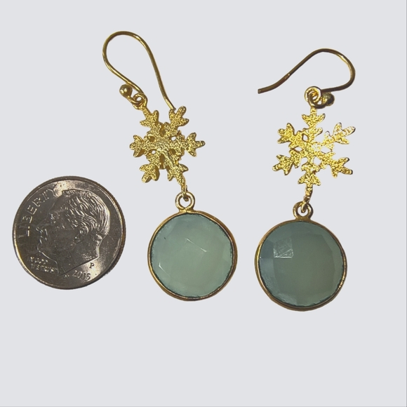 Chalcedony Vermeil Gold Over Sterling Silver Snowflake Earrings - Picture 4 of 8